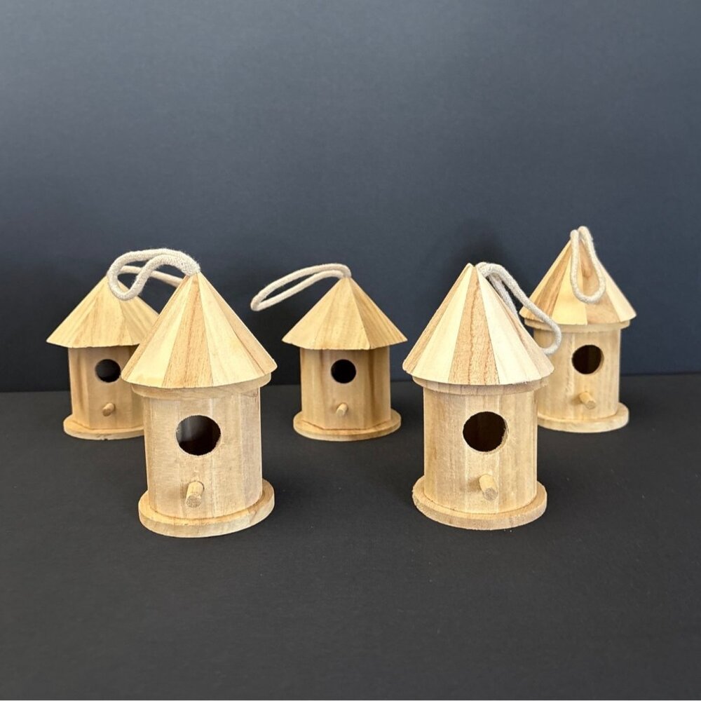 Birdhouse Ornaments Bird House Mini Wooden Hanging Wood Crafts Home Decor Gazebo - Picture 3 of 13